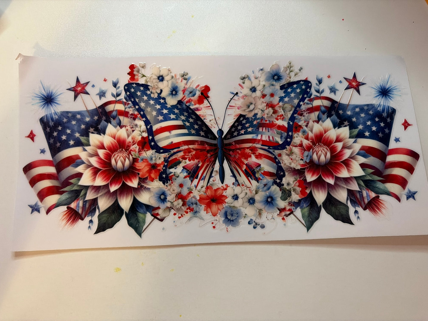 4th of July Butterfly and White Flower
