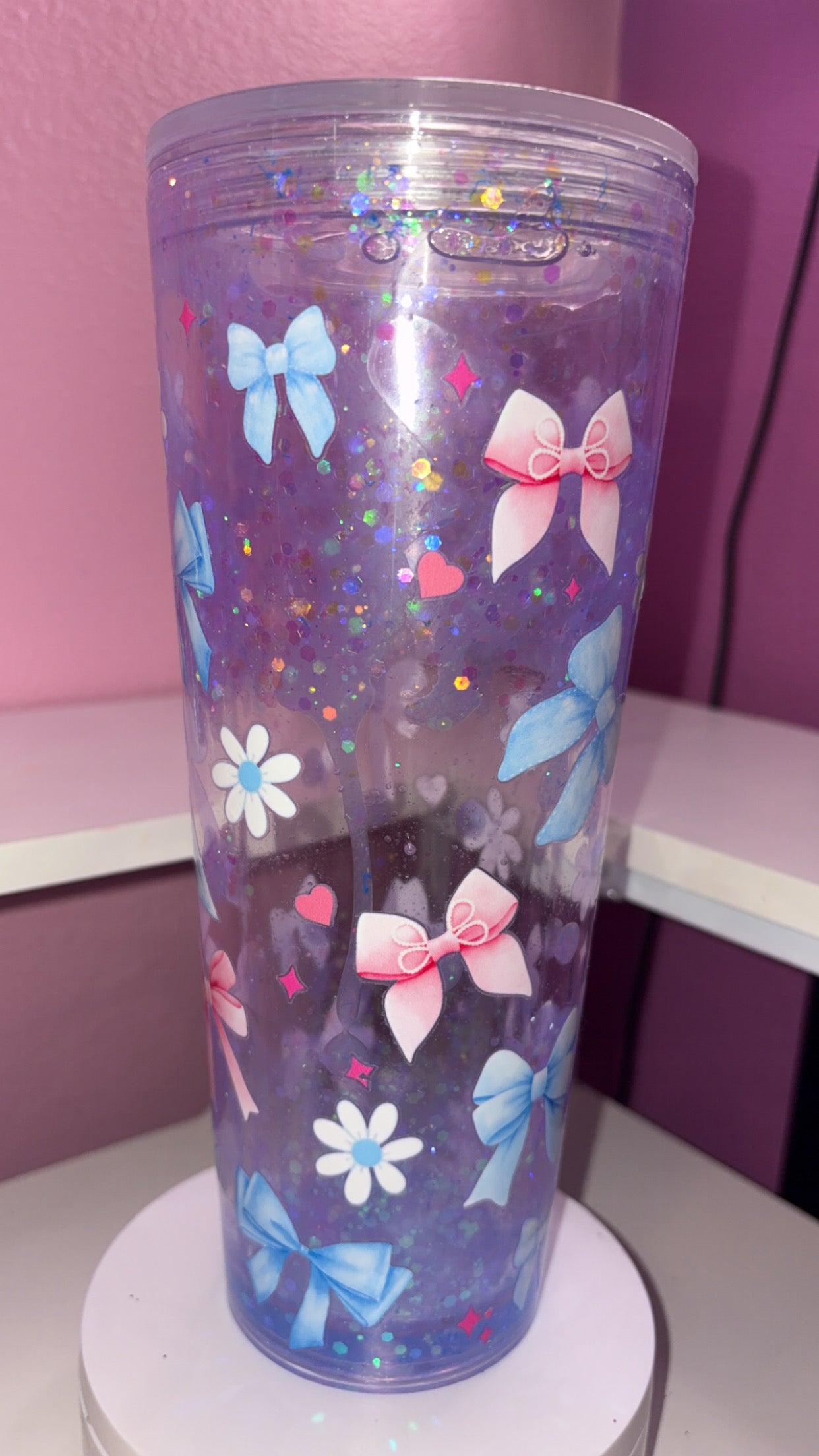24oz Lava Drip Pink and Blue Bows