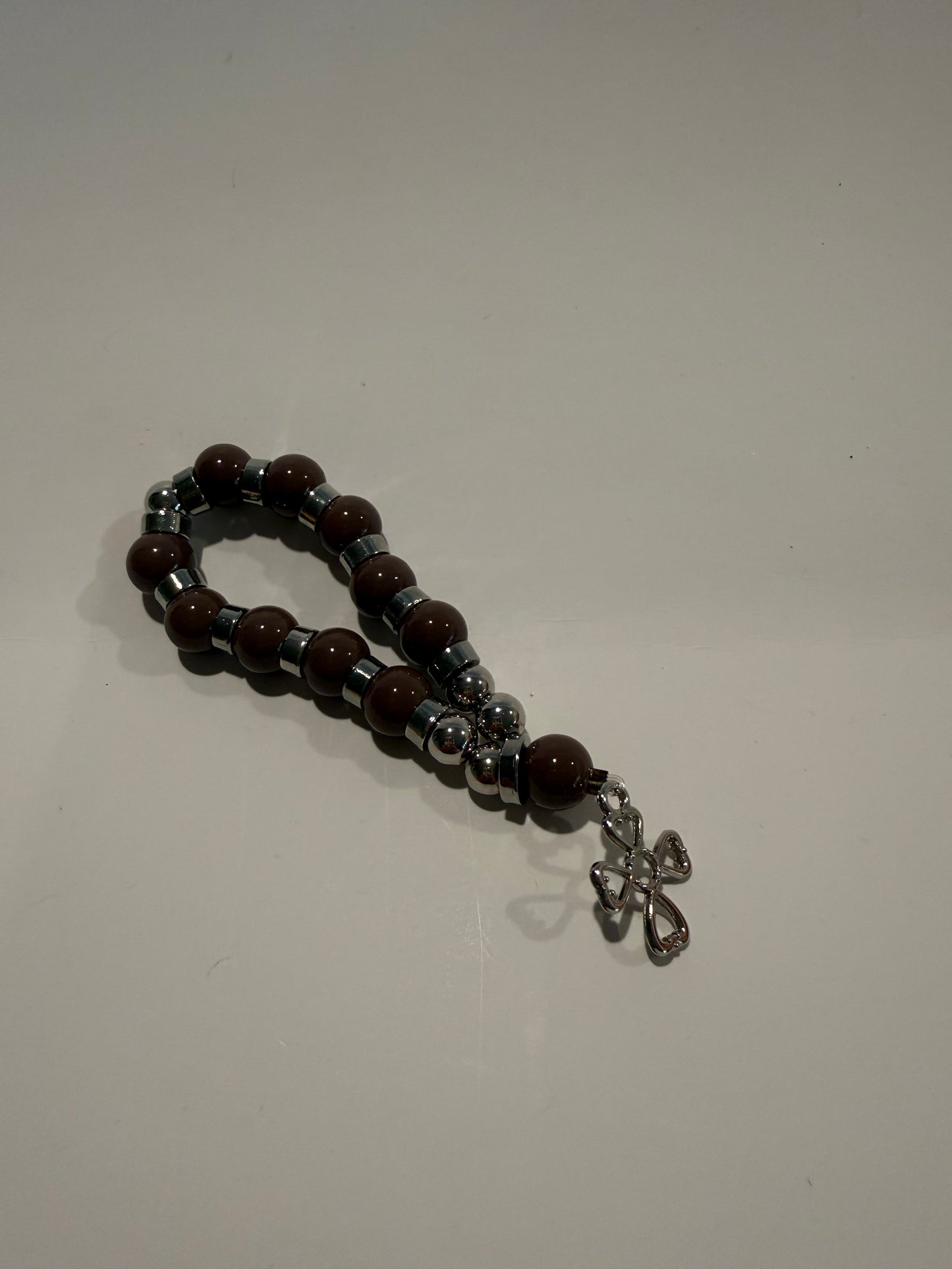 Brown and Silver Pocket Rosary