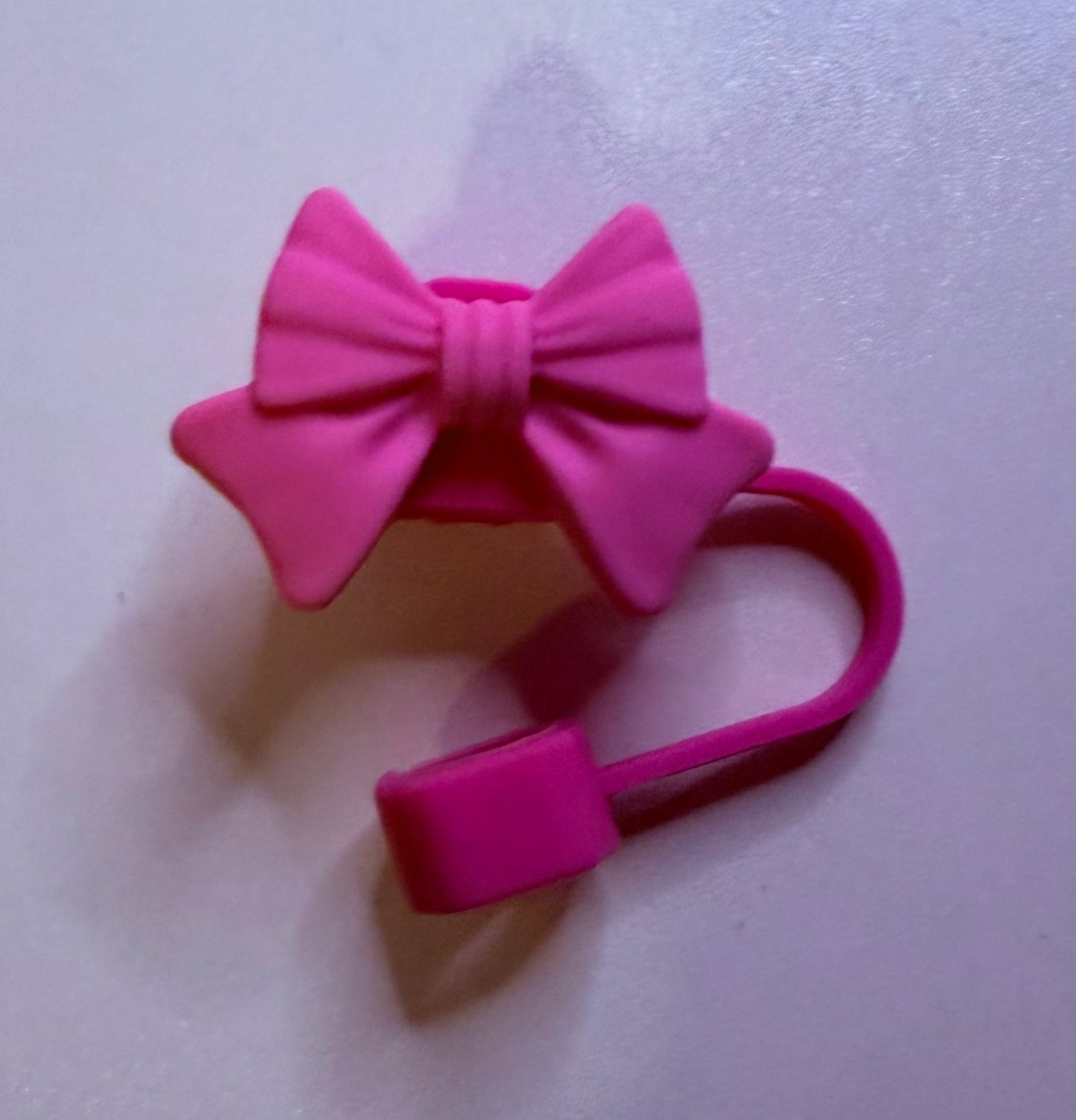 Pink bow straw topper