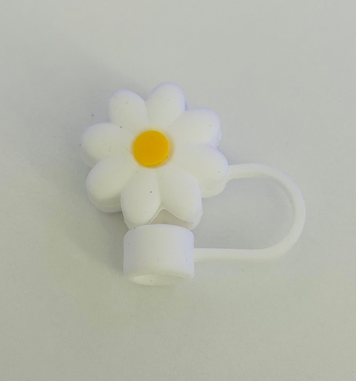 White flower straw topper