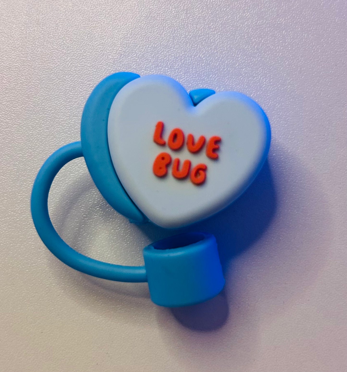 Blue heart, love bug straw topper