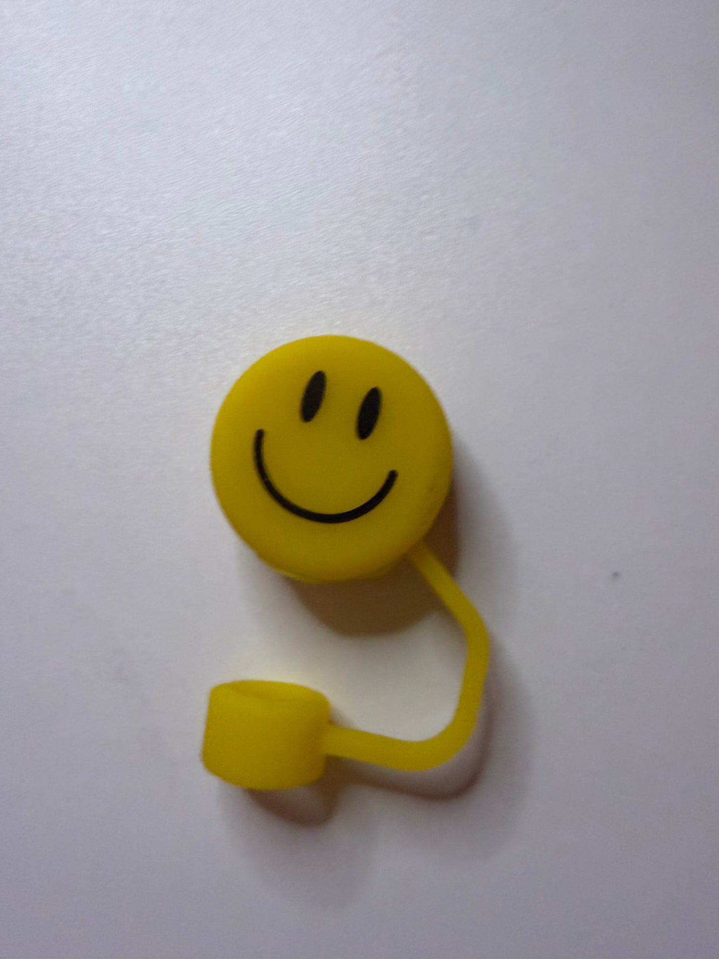Smiley face Yellow straw topper