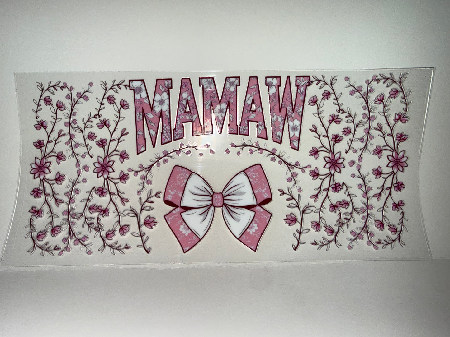 Pink and White Mamaw Bow Wrap