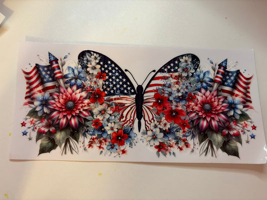 4th of July Butterfly and Flowers Wrap
