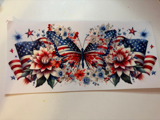 4th of July Butterfly and White Flower