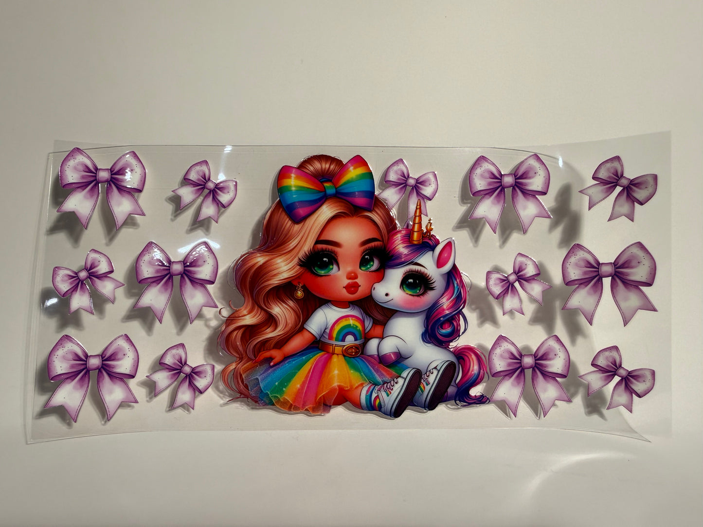 Unicorn with Girl and Purple Bows Wrap