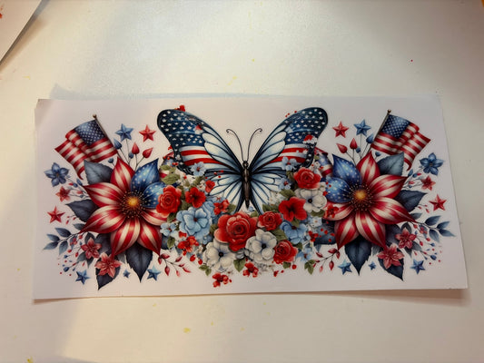 4th of July Butterfly with Flag Flowers