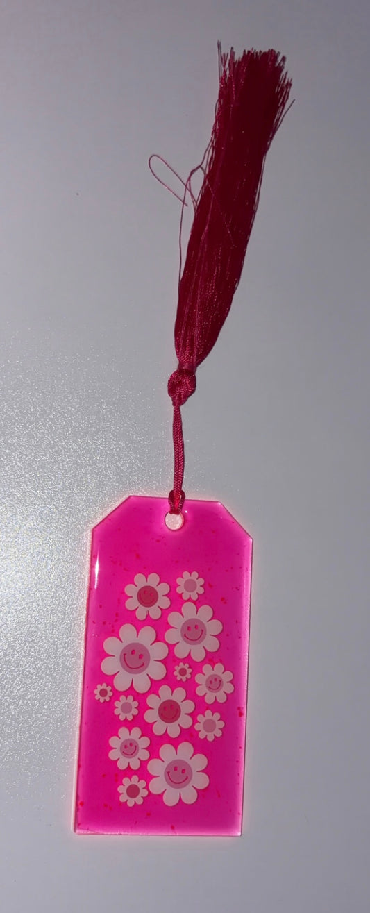 Neon pink with daisies bookmark