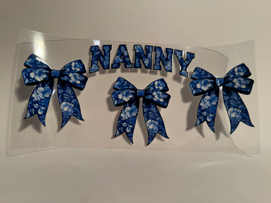 3 Blue Bows Nanny Wrap