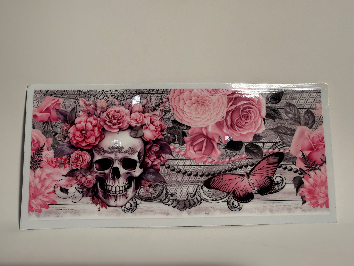 Pink Rose Skull Butterfly Wrap