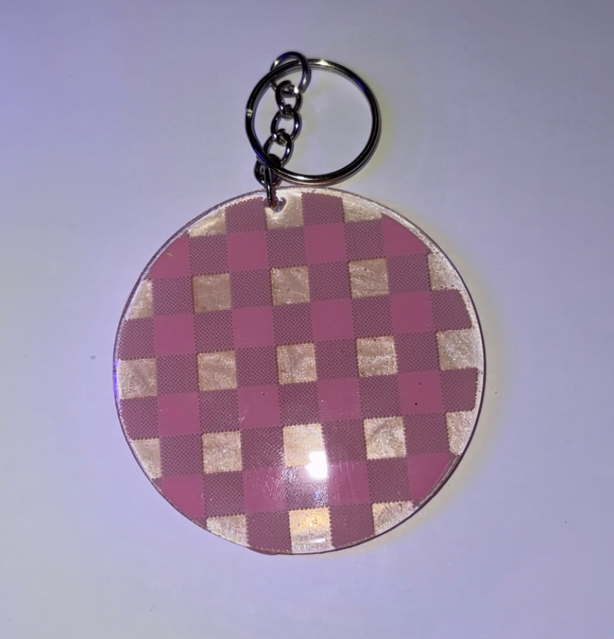 Pink checkered keychain