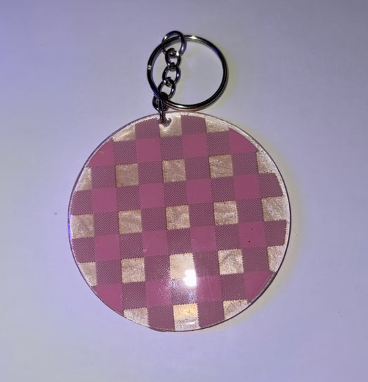 Pink checkered keychain