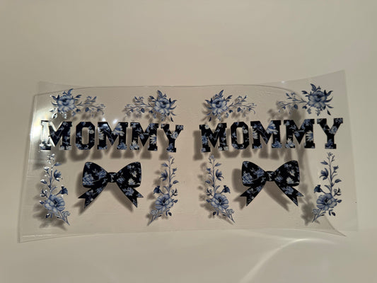 Mommy Blue Bows and Flowers Wrap