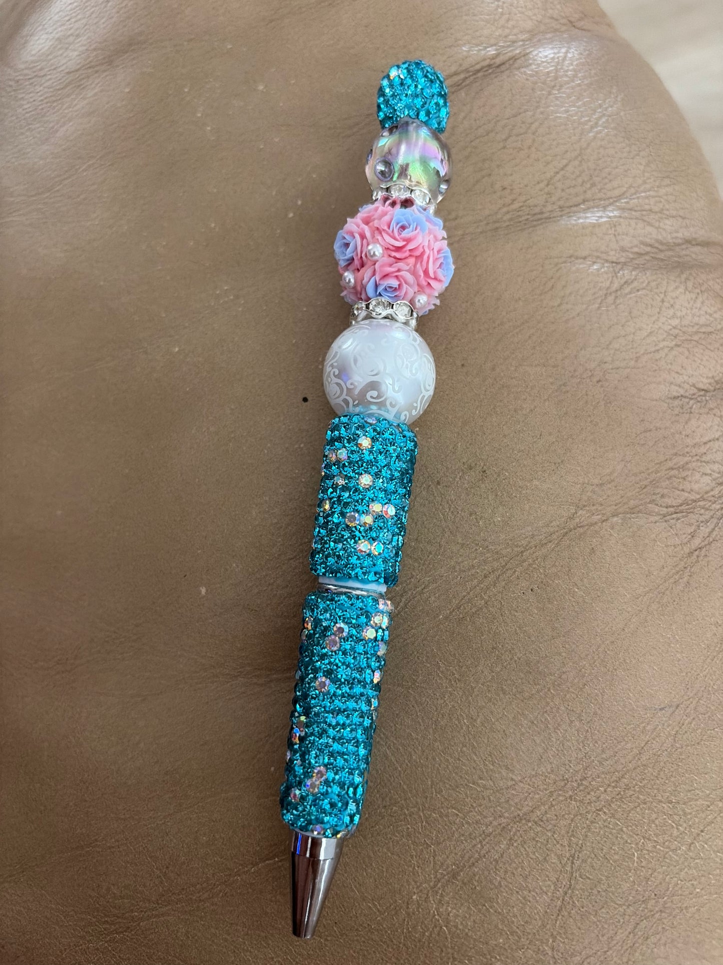 light blue rhinestone pen