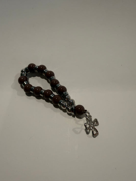 Brown and Silver Pocket Rosary