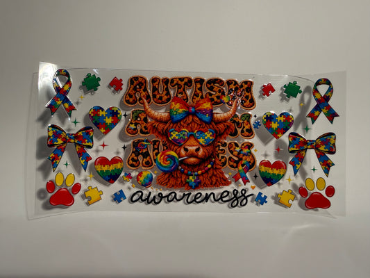 Highland Cow Autism Awareness Wrap