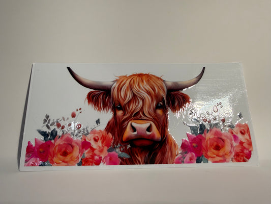 Pink Flower Highland Cow Wrap