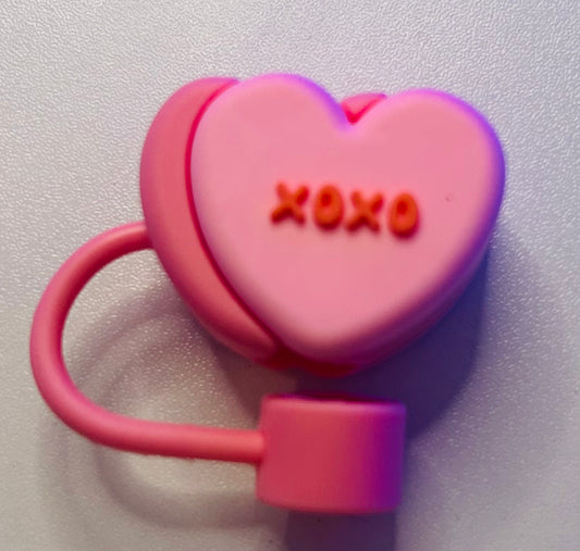 Pink heart, xoxo straw topper