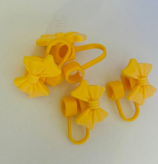 Yellow bow straw topper