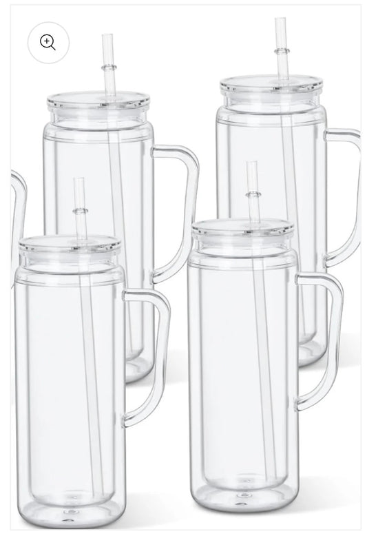 20oz acrylic snow globe tumbler with handle