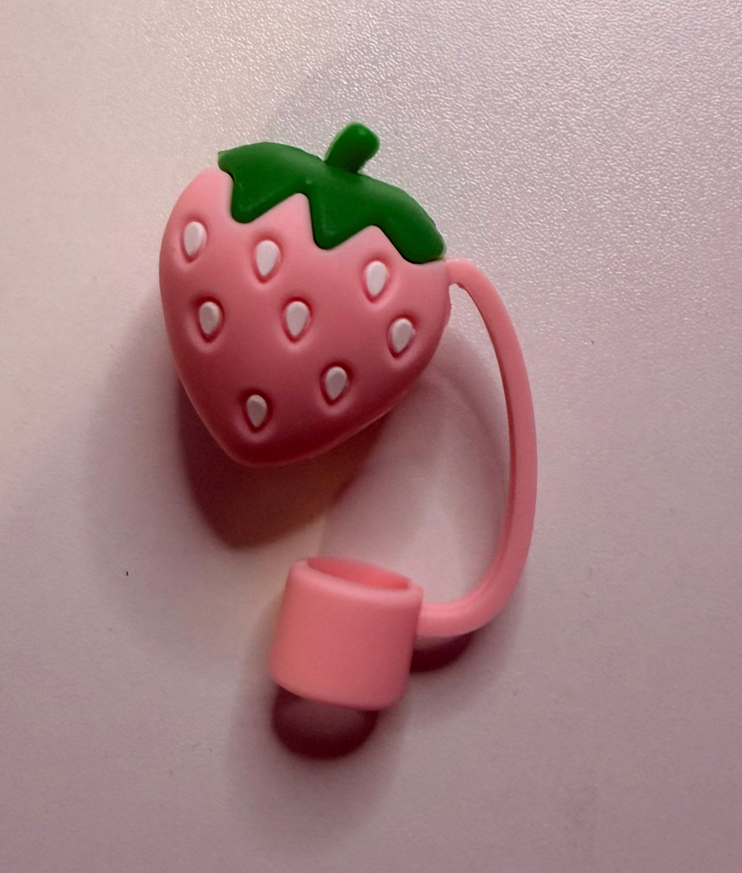 Pink strawberry straw topper