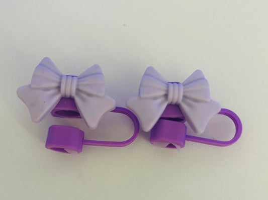 Purple bow straw topper