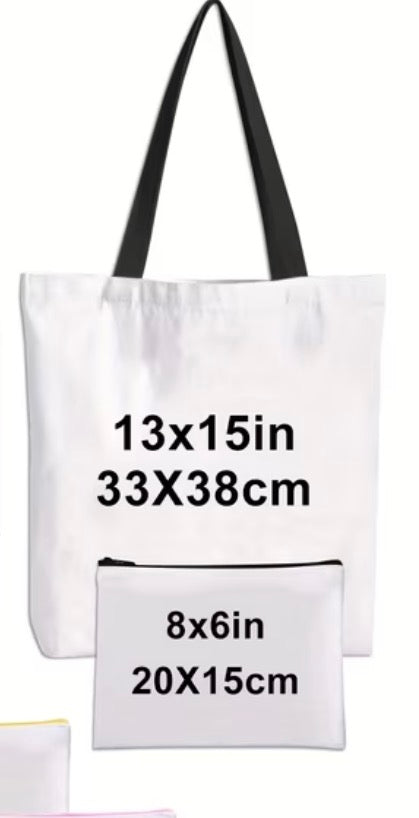 Personalized tote bag with makeup pouch