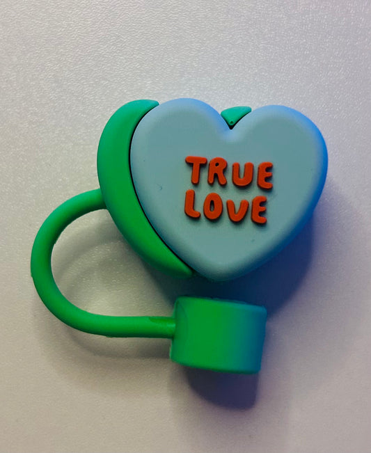 Green heart, true love straw topper