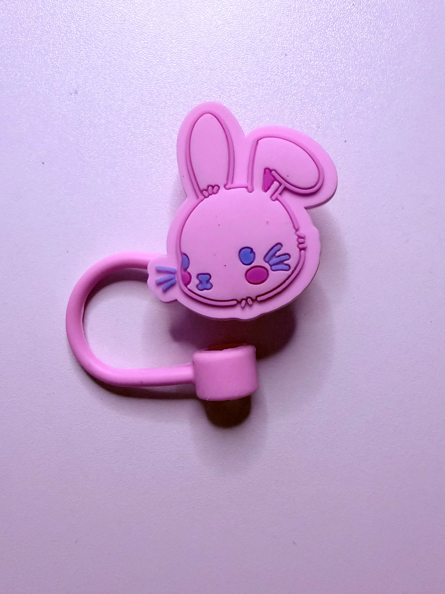 Pink bunny straw topper