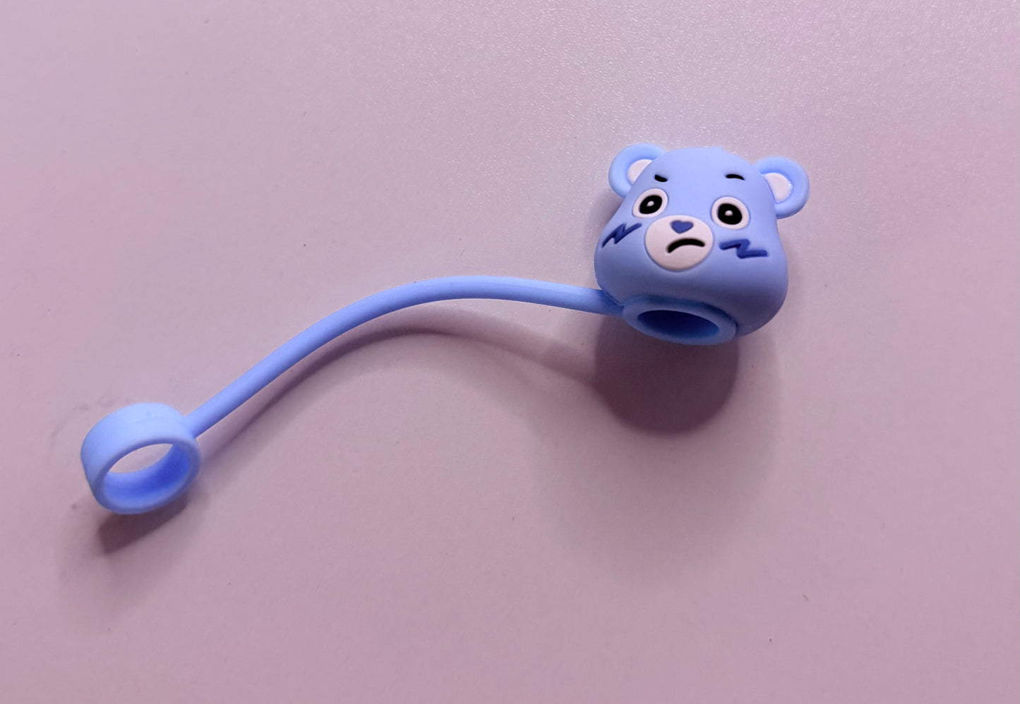 Blue care bear straw topper