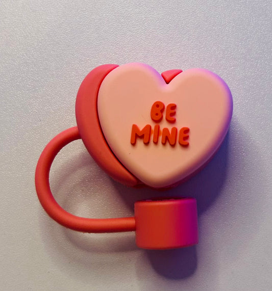 Red heart, be mine straw topper