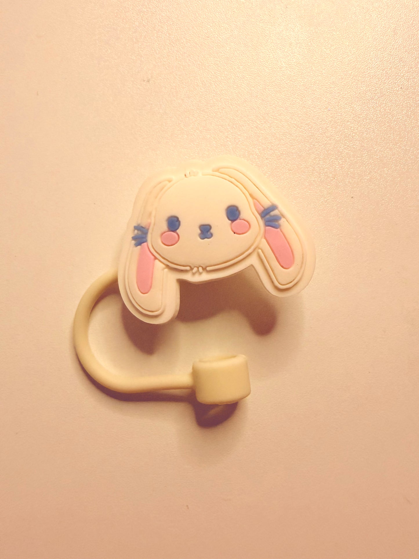 White bunny straw topper