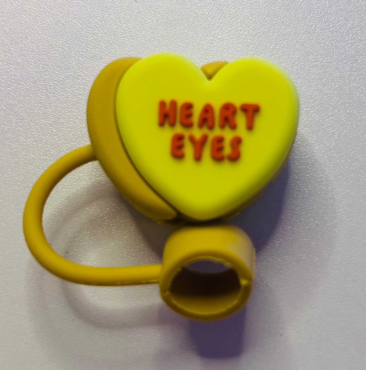 Yellow heart, heart eyes straw topper