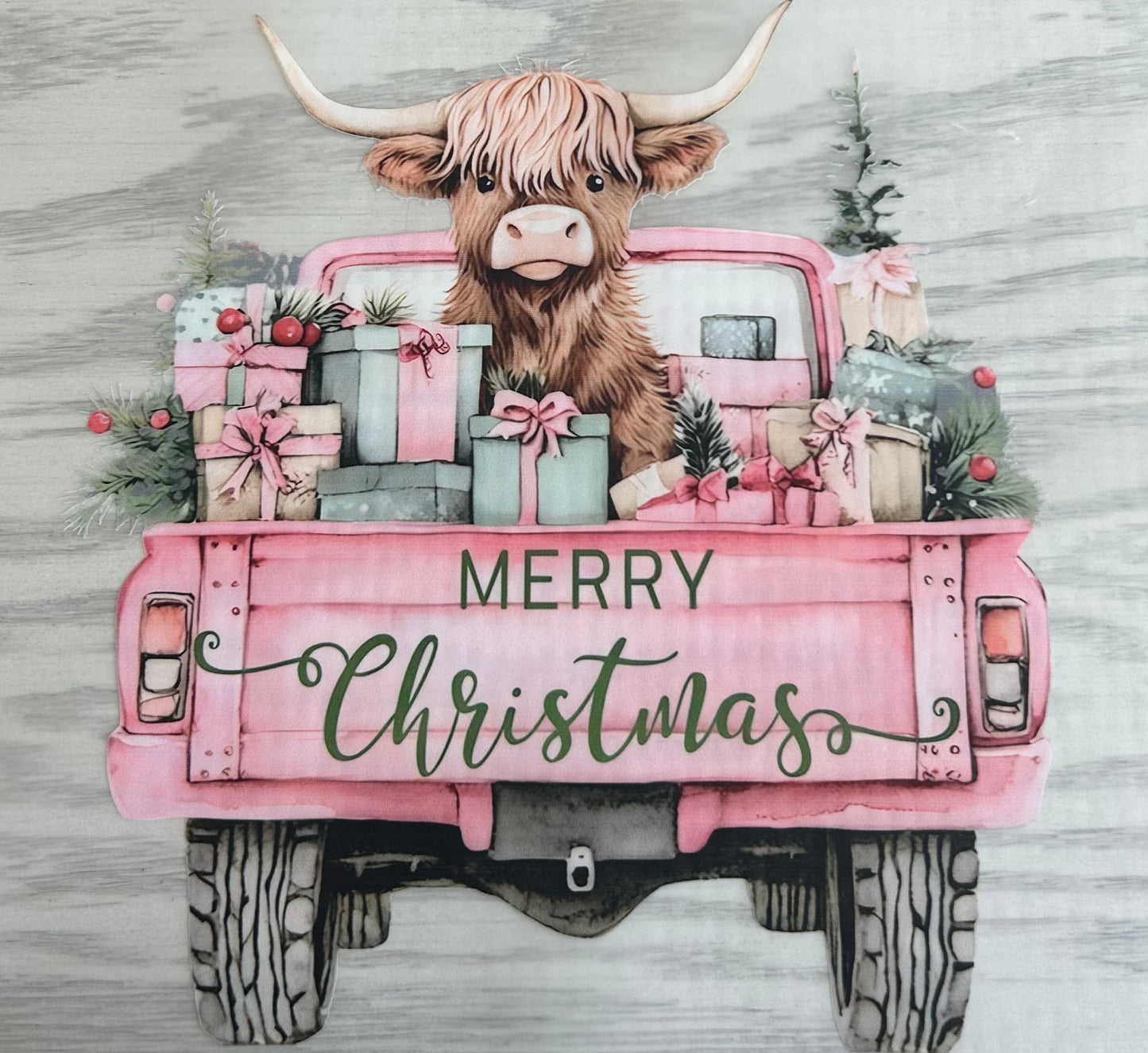 Heat transfer highland cow Christmas