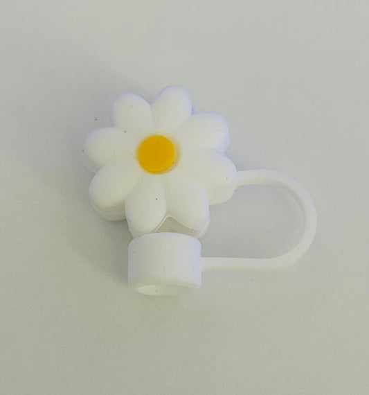 White flower straw topper