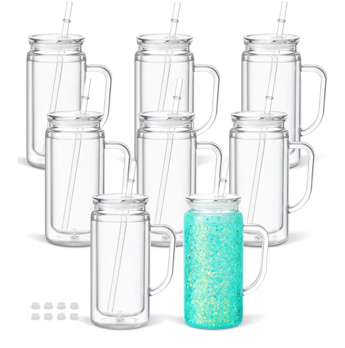 16oz acrylic snow globe tumbler with handle