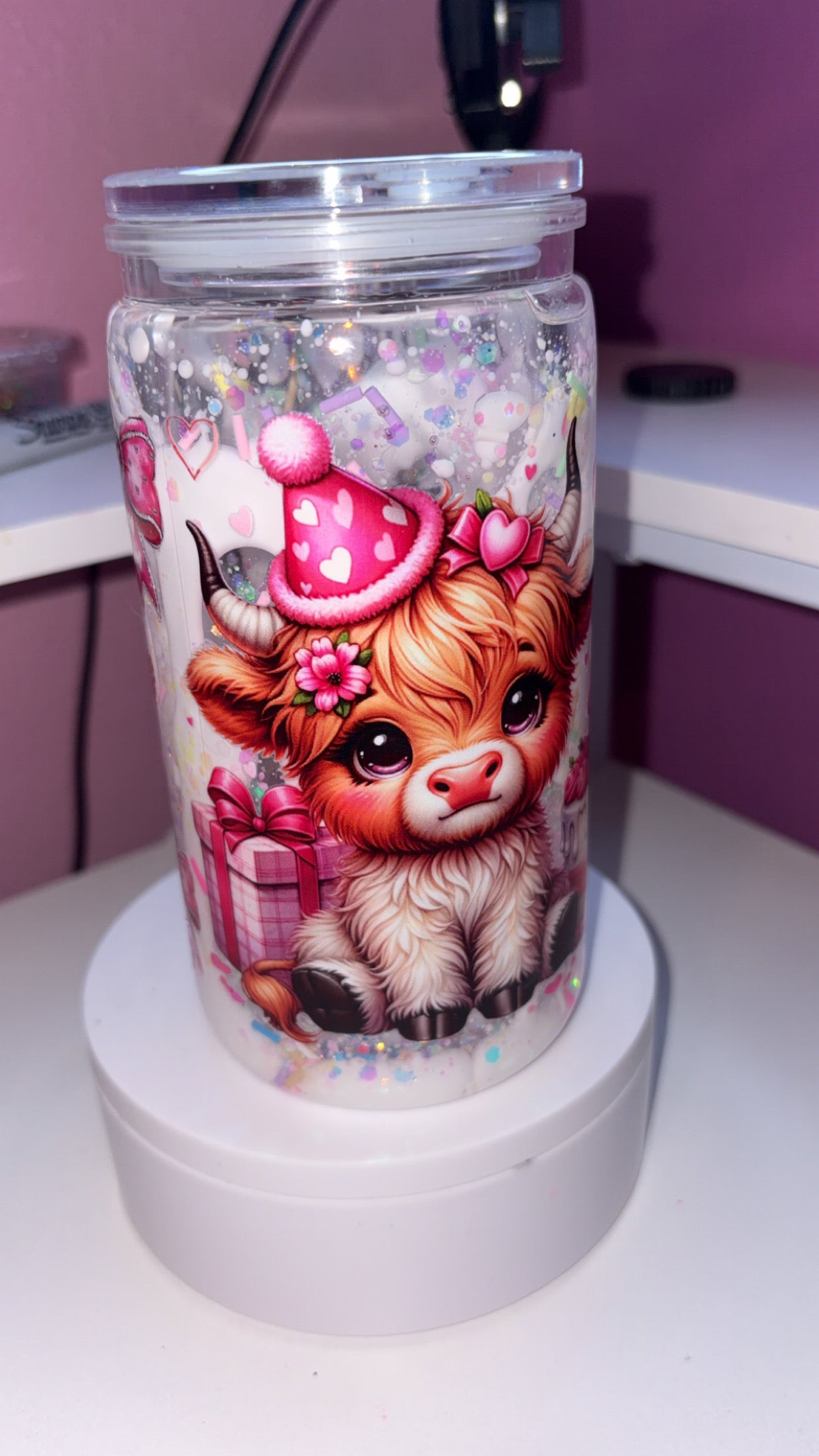 16oz birthday confetti lava drip with decorated lid