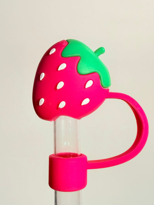 Pink Strawberry Straw Topper