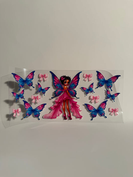 Betty Boop Pink and Blue Butterfly Bow Wrap
